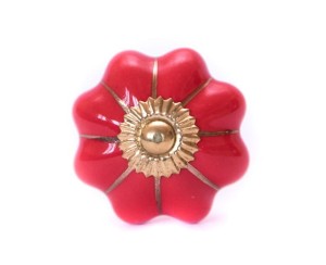 Czerwono złota ceramiczna gałka do mebli ROZETA